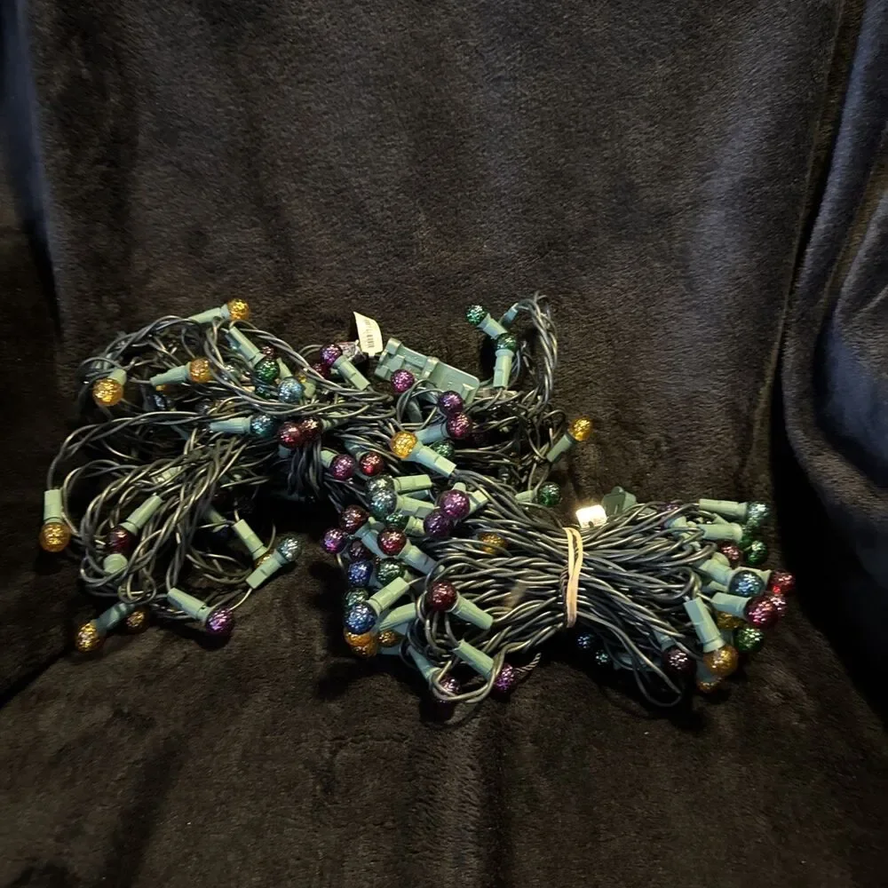 Vintage 90s Gumdrop Holiday Christmas Multicolor String Lights Round Bulbs